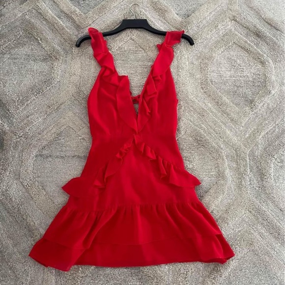 Tobi Red Ruffle Dress - Picture 1 of 2